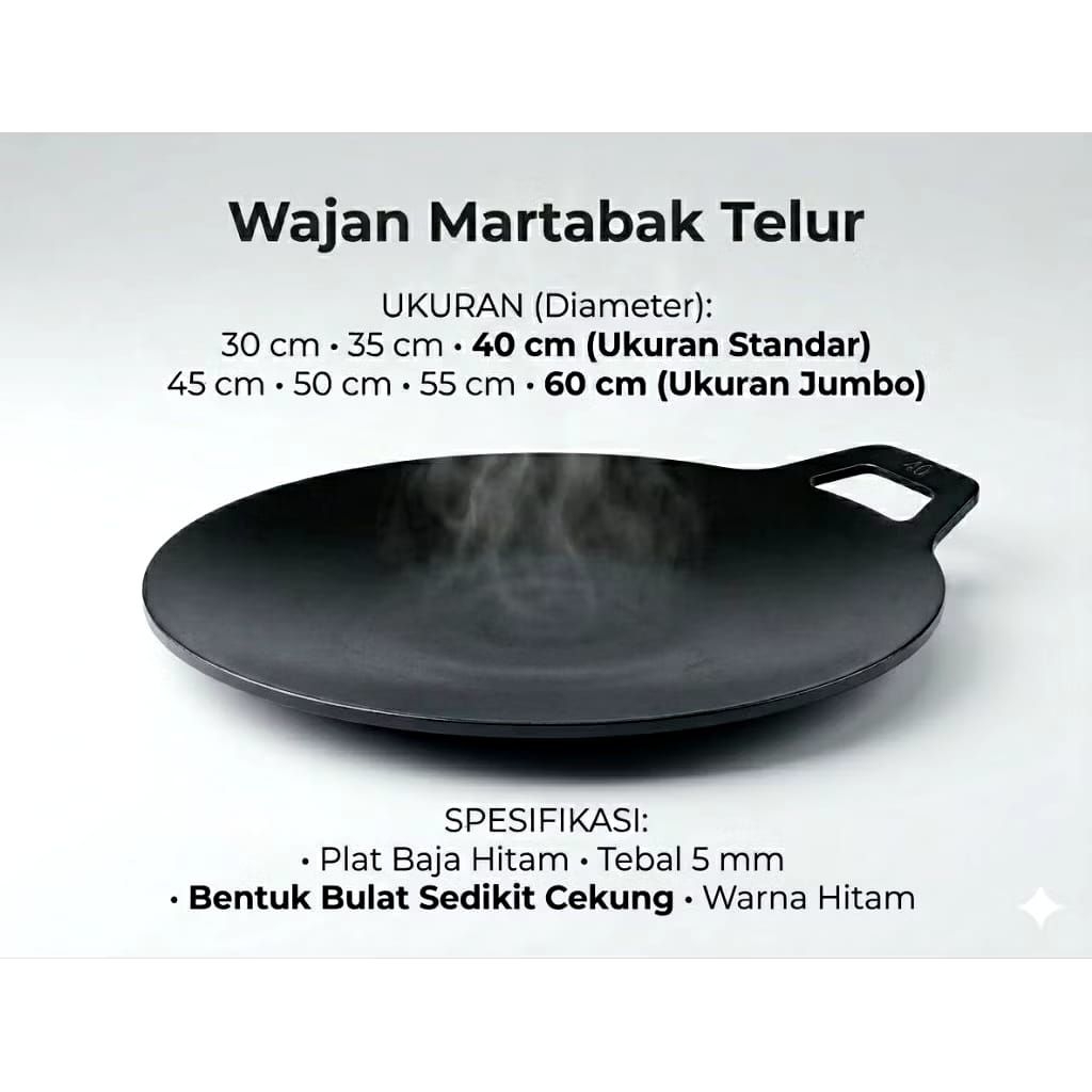 Kuali / Wajan Martabak Telor UK 35 CM Bahan Besi Baja Anti Lengket