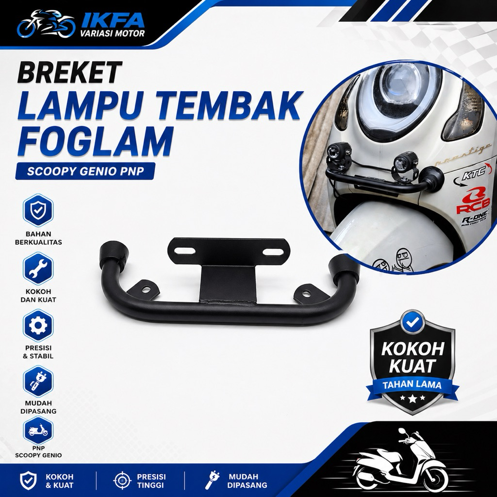 Breket Dudukan Lampu Tembak Bracket Lampu depan Scoopy Genio Dudukan Lampu Tembak D2 Laser Scoopy Ge