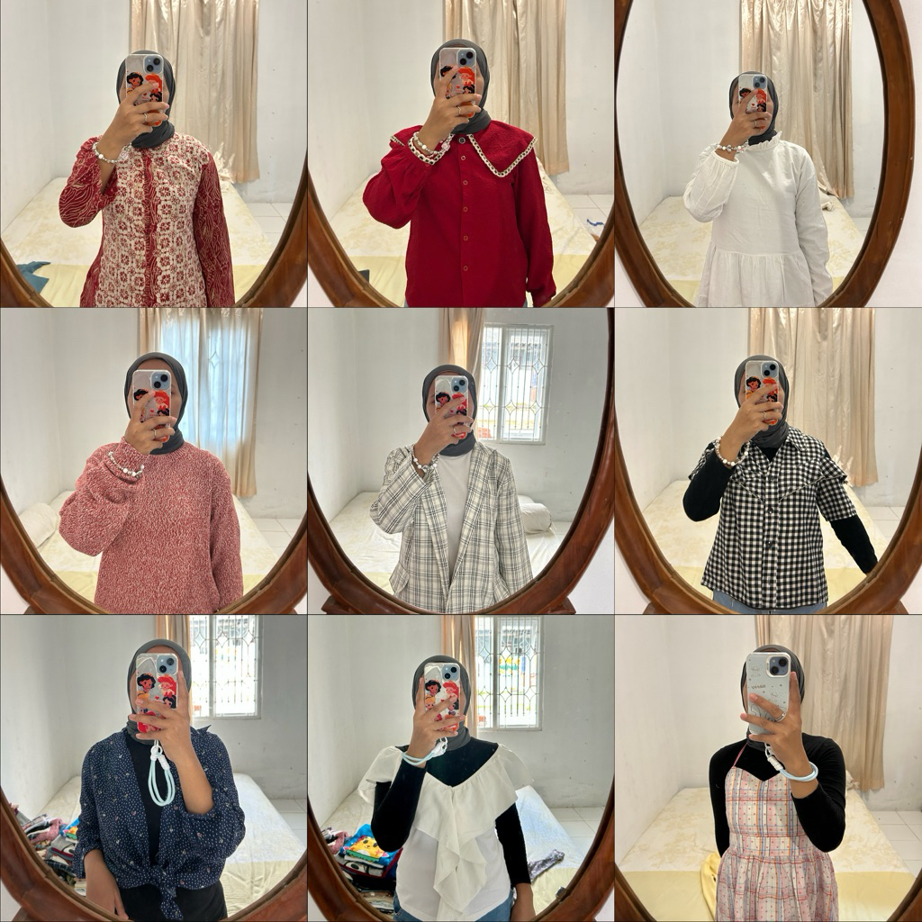 pl baju wanita blouse/ sweater/ crewneck/ kemeja/ dress/ outer tanktop