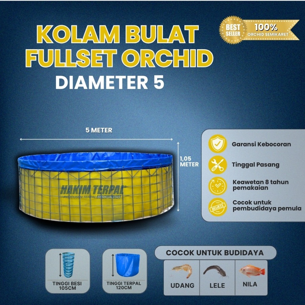 Kolam Bulat D5 fullset orchid semikaret bioflok