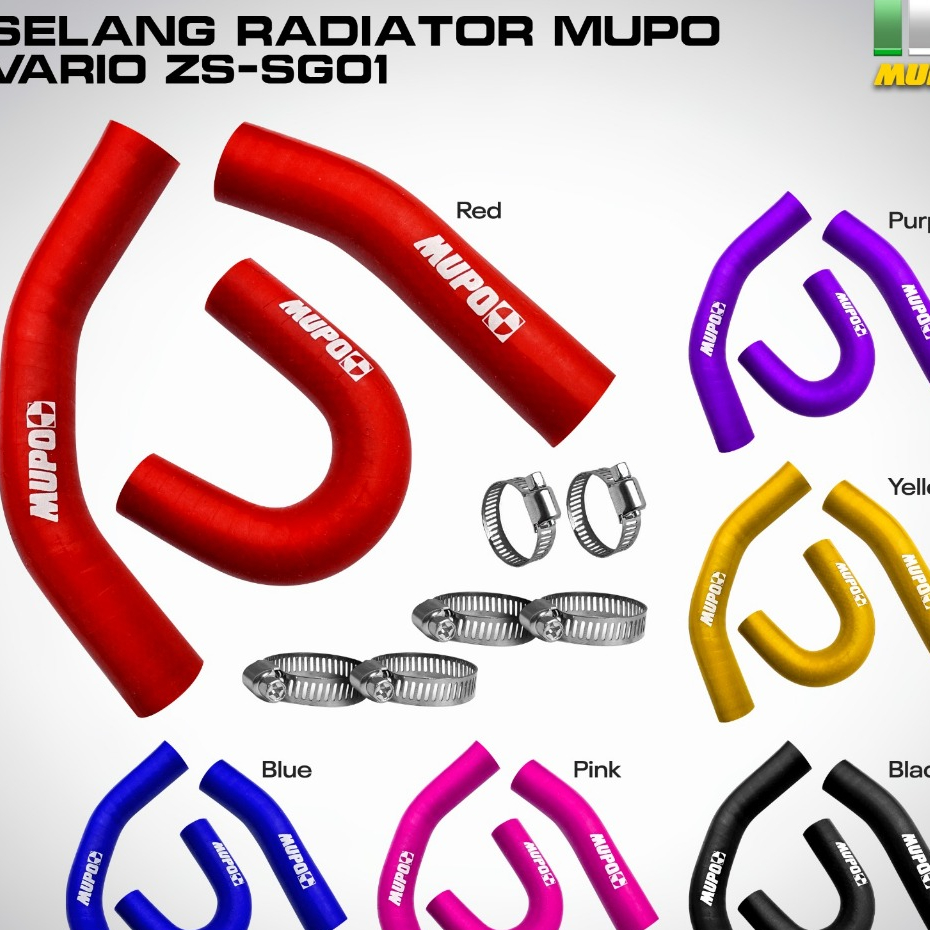 Selang Radiator Vario 125 Vario 150 Set Klem Warna Hitam Merah Biru Ungu Merk MUPO