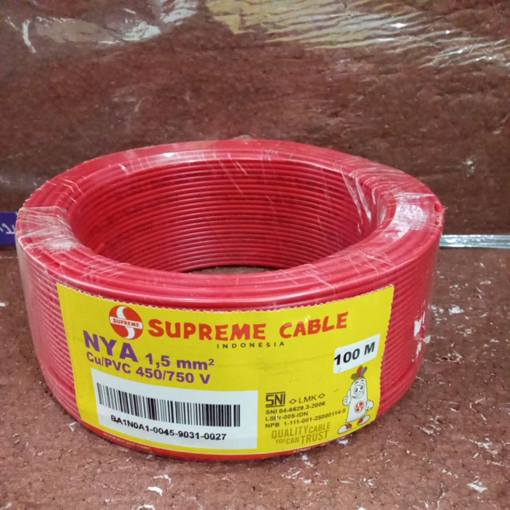 SUPREME kabel listrik NYA 1.5 /  1 roll 100 Meter
