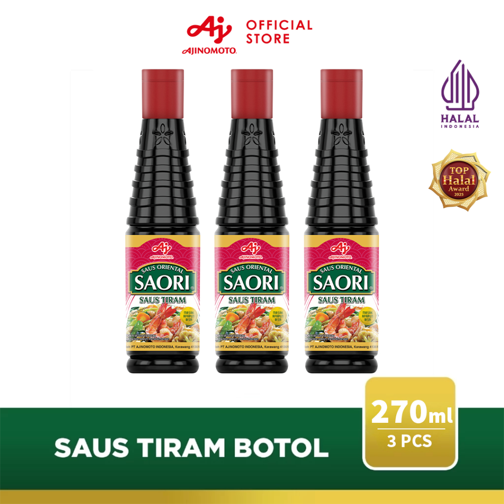 SAORI® Saus Oriental Tiram 270ML (3pcs) - Dengan Ekstra Tiram Asli Berkualitas - Rasa Gurih Manis As