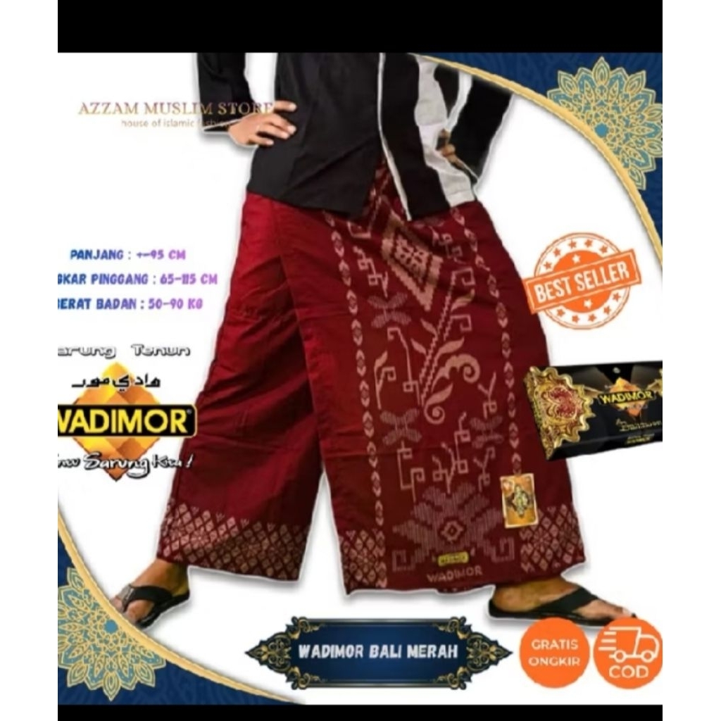 Celana sarung dewasa WADIMOR AL ANBIYA ORIGINAL motif BATIK BALI MERAH