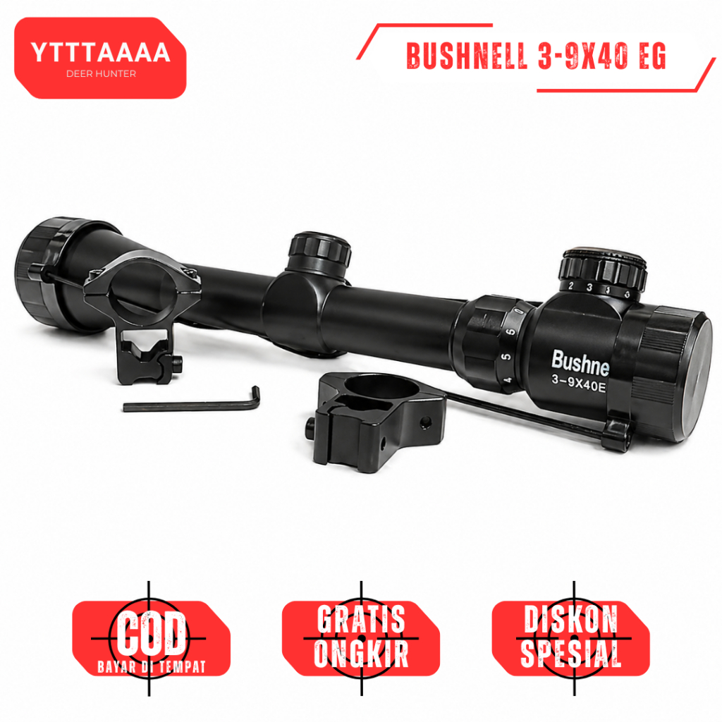 Teleskop Bushnell 3-9x40 EG Lampu 3 Warna RGB Mil-Dot Reticle Presisi
