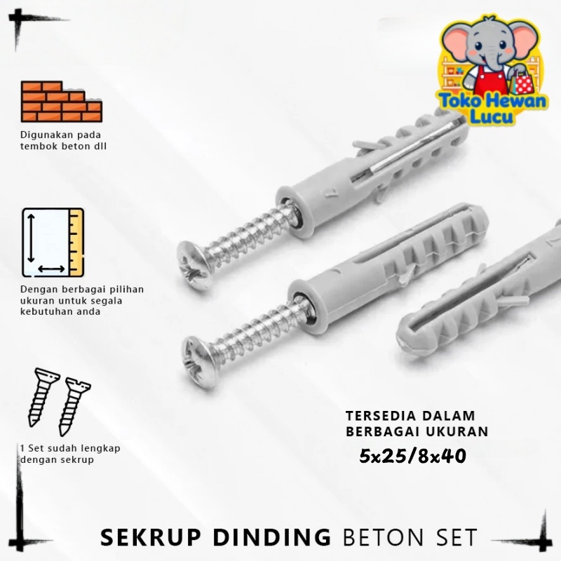 Baut Tembok Bracket Tv Untuk Dinding Ukuran M8 pisser 10mm dan ring