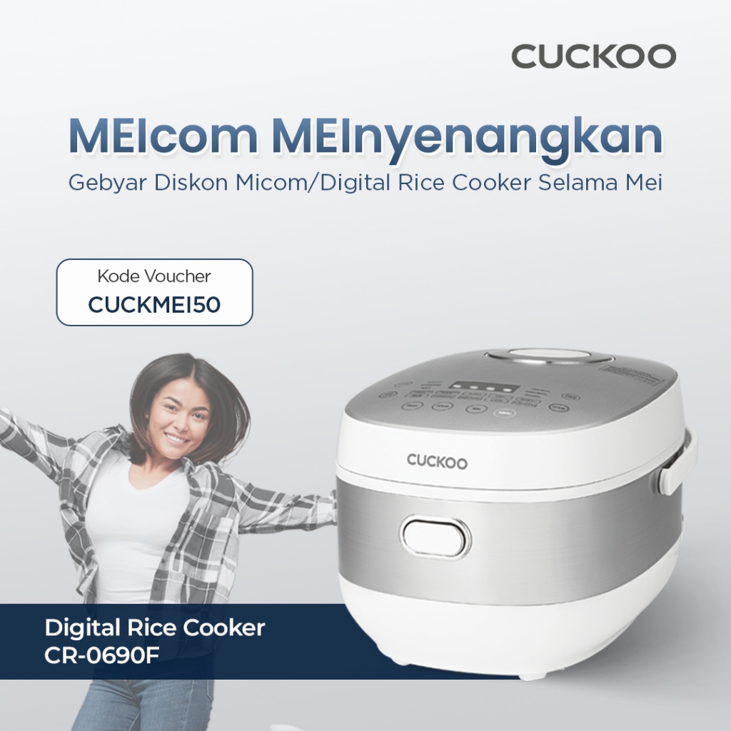 Cuckoo CR-0690F Penanak Nasi Digital 1 Liter Warna Abu-Abu Putih