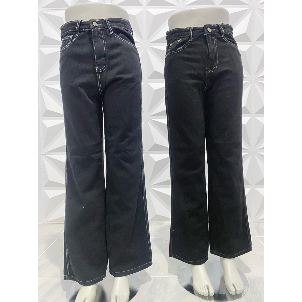 celana jeans celana denim loose pants celana jeans hitam READY