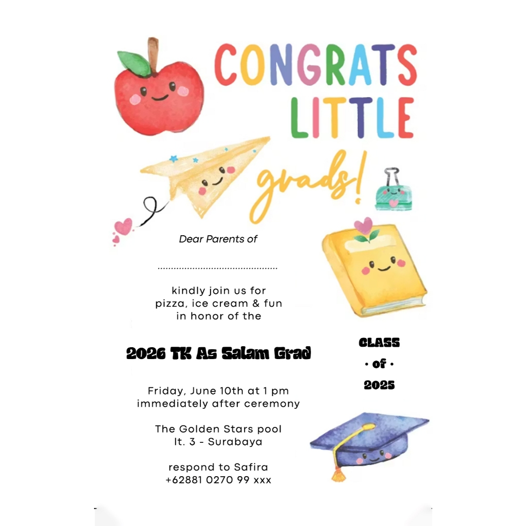 Undangan Graduation Anak | Undangan Wisuda TK SD SMP SMA KULIAH | Graduation Invitation Custom