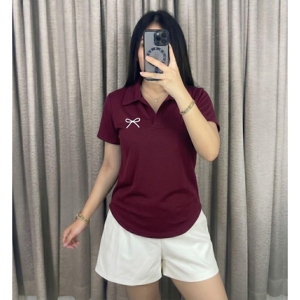 MYRA TOP DAILY POLO Kaos Crop Top Polo Shirt Oval Wanita/ Crop Top Oval Polos / Kaos Wanita/ T-shirt
