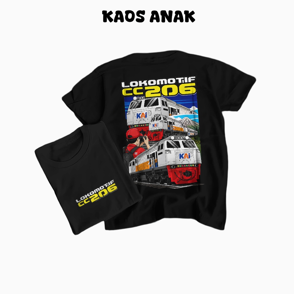 KAOS ANAK KERTA KAI LOKOMOTIF CC206 BAJU ANAK BAHAN LEMBUT