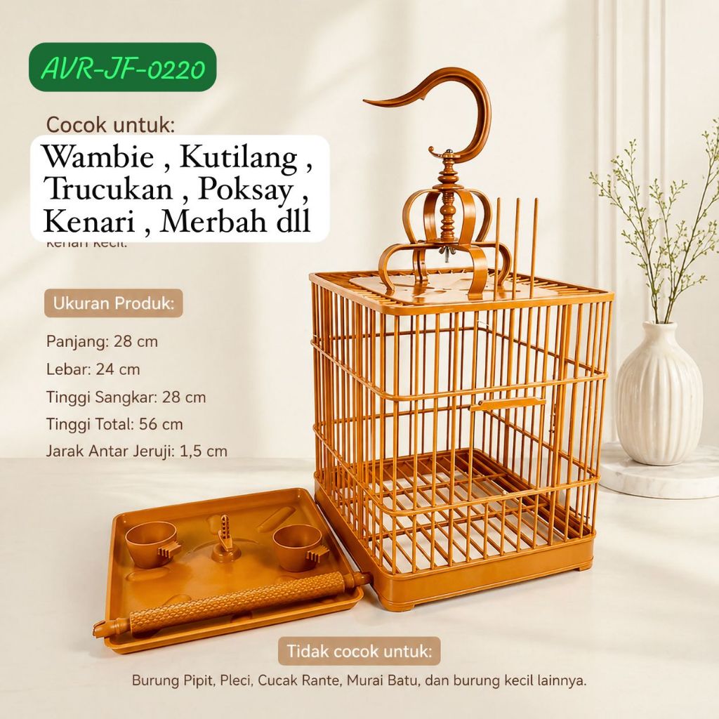 Kandang Model Cungko Wambie Hwamei Kutilang Sangkar Burung Kicau Plastik AVR-JF-0220