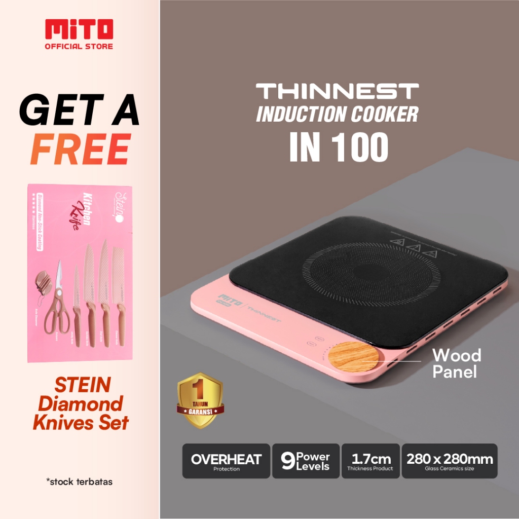 Mito Kompor Induksi Super Tipis Induction Cooker IN100 - Pink