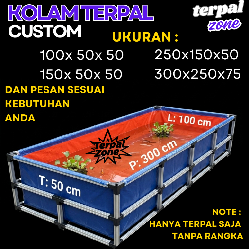 KOLAM IKAN TERPAL Anti Jamur, Anti Bocor, Ringan
