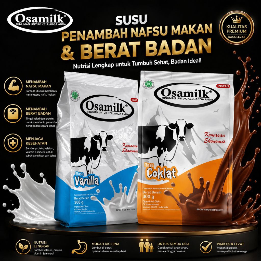 OSAMILK (TERLARIS) STOK SELALU TERBARU - susu osamilk - susu penggemuk badan - osamilk - susu gemuk 