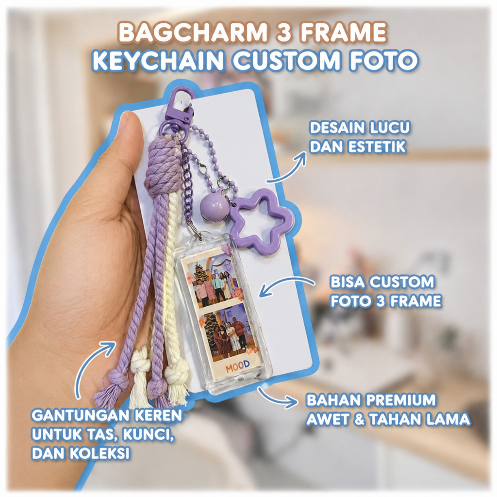 Bagcharm Love Aesthetic 3 Frame/2 Frame/Keychain/Custom Photo