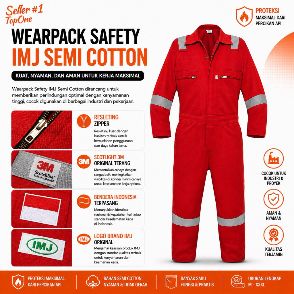 Wearpack Safety Coverall IMJ Semi Cotton / Baju Wearpack Safety Katun