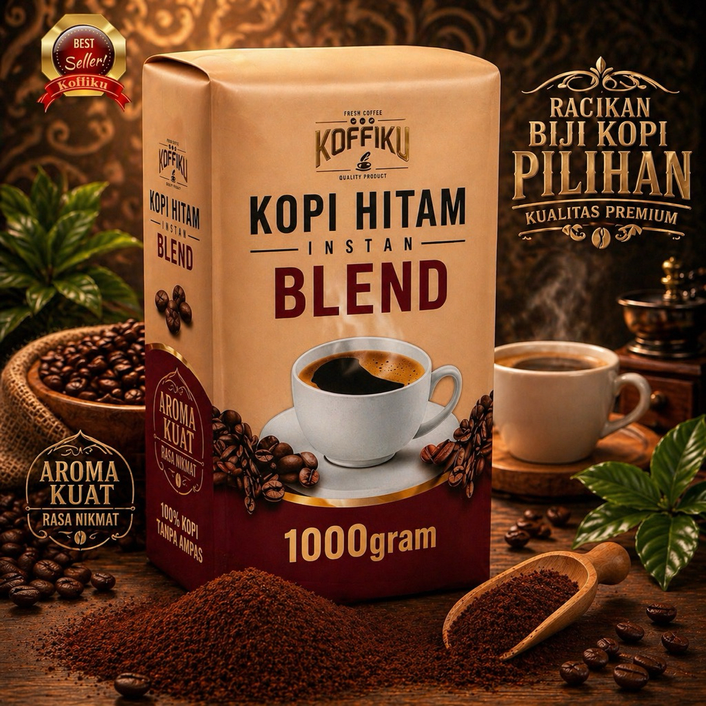 Koffiku kopi Blend kopi instan tanpa ampas & bebas gula 1000gram