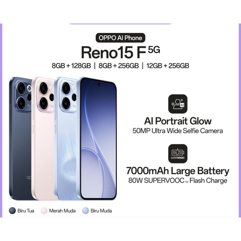 OPPO RENO 15 F 5g RAM [8/128,8/256,12/256]Gb Garansi resmi
