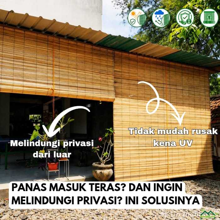 Krey Tirai Bambu Sawit Polos 1/2 Tali Gulung – Penahan Panas & Tampias Hujan Outdoor