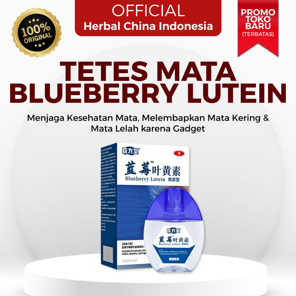 Obat Tetes Mata Blueberry Lutein 15ml - Eye Drops Menyegarkan Mata Merah Karena Kering Ruangan AC La