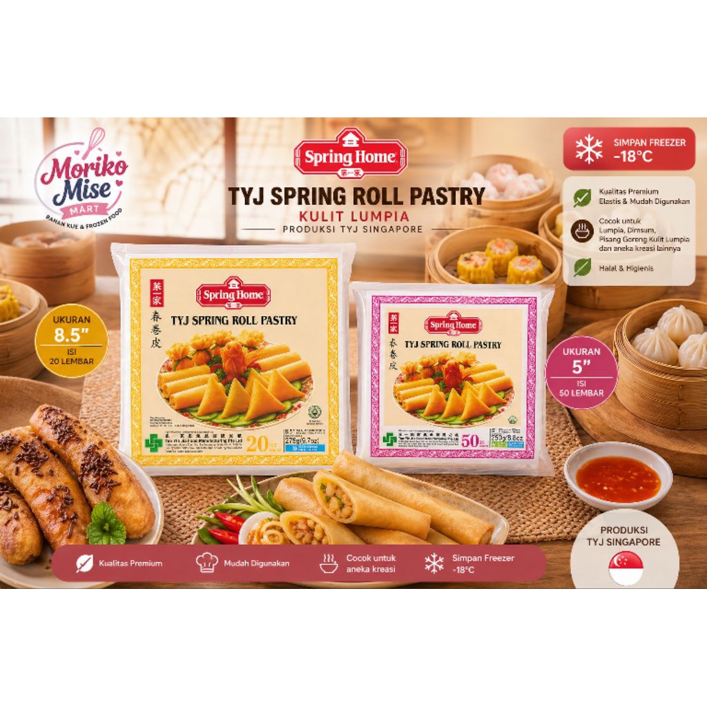 [ TYJ ] SPRING ROLL pastry 8.5" 20s / TYJ spring home 5" 50s / kulit lumpia pangsit goreng