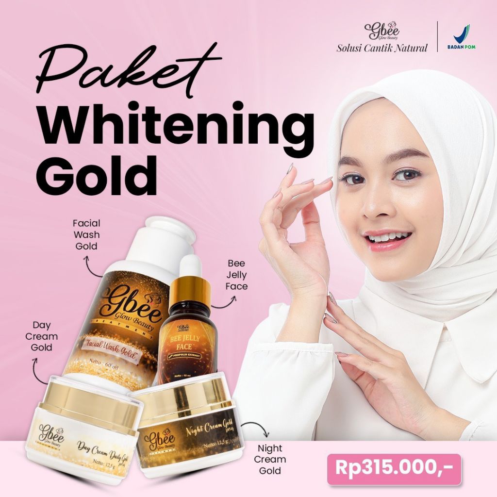 Gbee Glow Beauty Paket Gold Whitening/ Paket sKincare Gbee Glow untuk Kulit Gloing