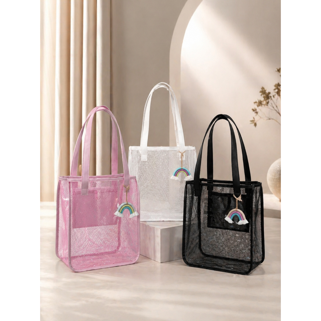 tas totebag mika pvc besar ( bonus gantungan macrame )
