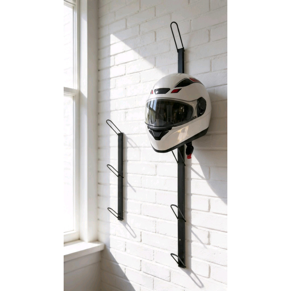 Rak Helm Bogo Besi Hollow 6mm 55cm 3 Susun Dinding Hitam
