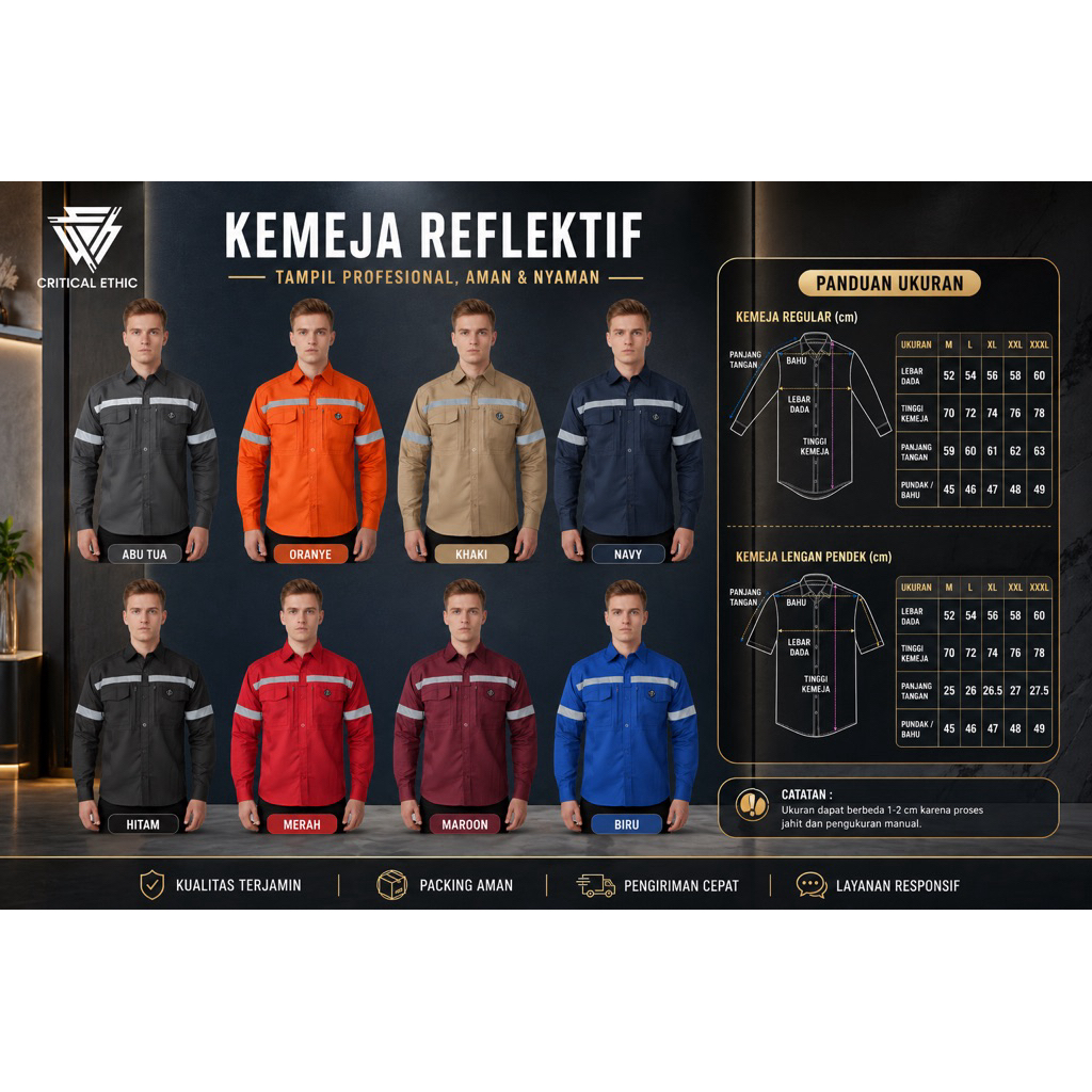 Kemeja Tactical Lengan Panjang Safety Skotlight Baju PDL Lapangan Resleting Tactical Seragam Kantor