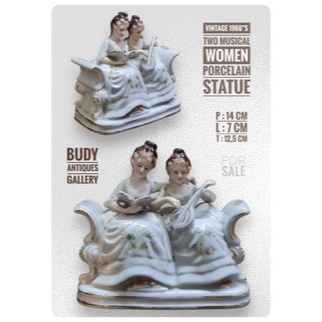 Vintage 1960"s Two Musical Women Porcelain Statue