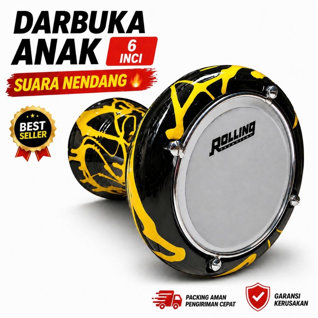 Darbuka Anak 6 Inci Alat Musik Hadroh Marawis Warna Hijau Emerald