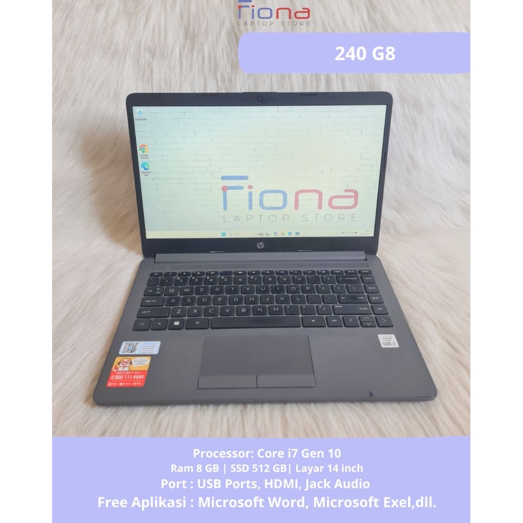 Laptop 240 G8 | Core i7 Gen 10 Radeon| Ram 8gb SSD 256 gb (l21358)