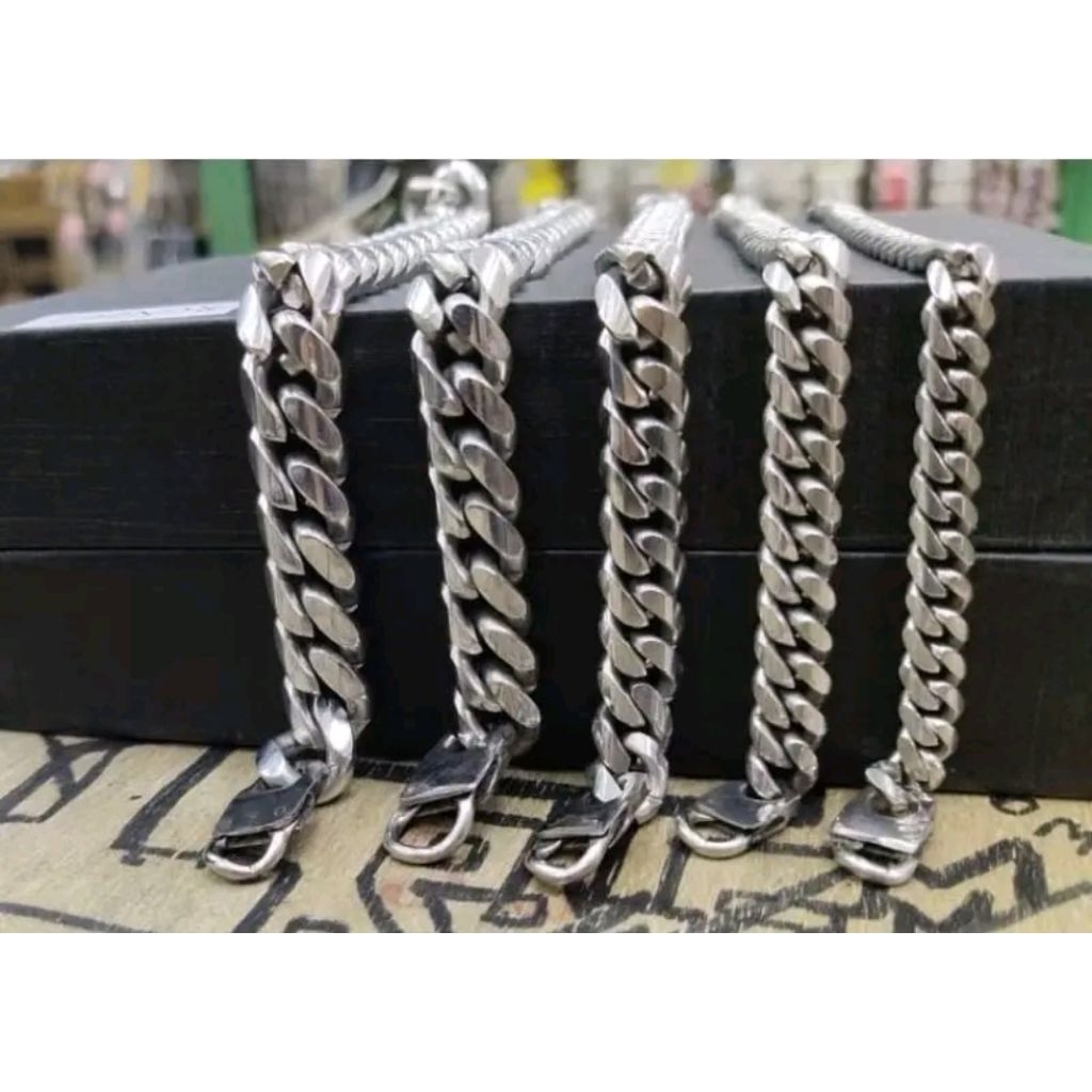 GELANG TITANIUM PRIA BAJA  PUTIH asli ANTI KARAT DI JAMIN