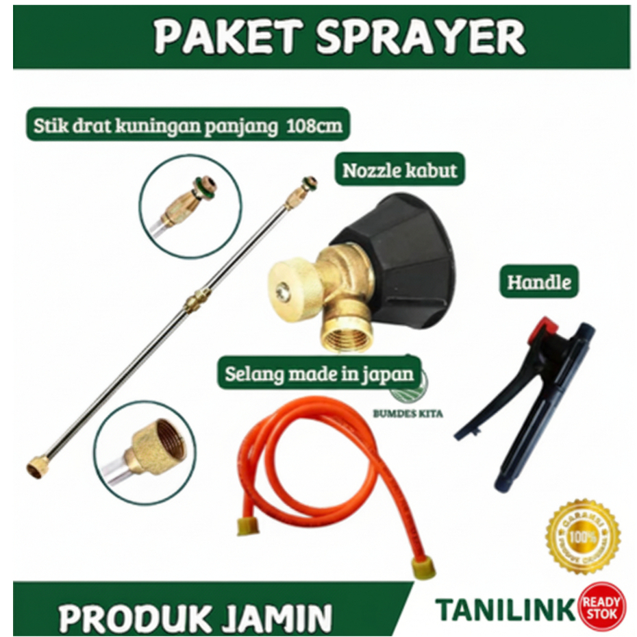 Paket Lengkap Sprayer Elektrik Stik Drat Kuningan + Selang + Handle + Nozzle Sprayer Kabut Siap Paka