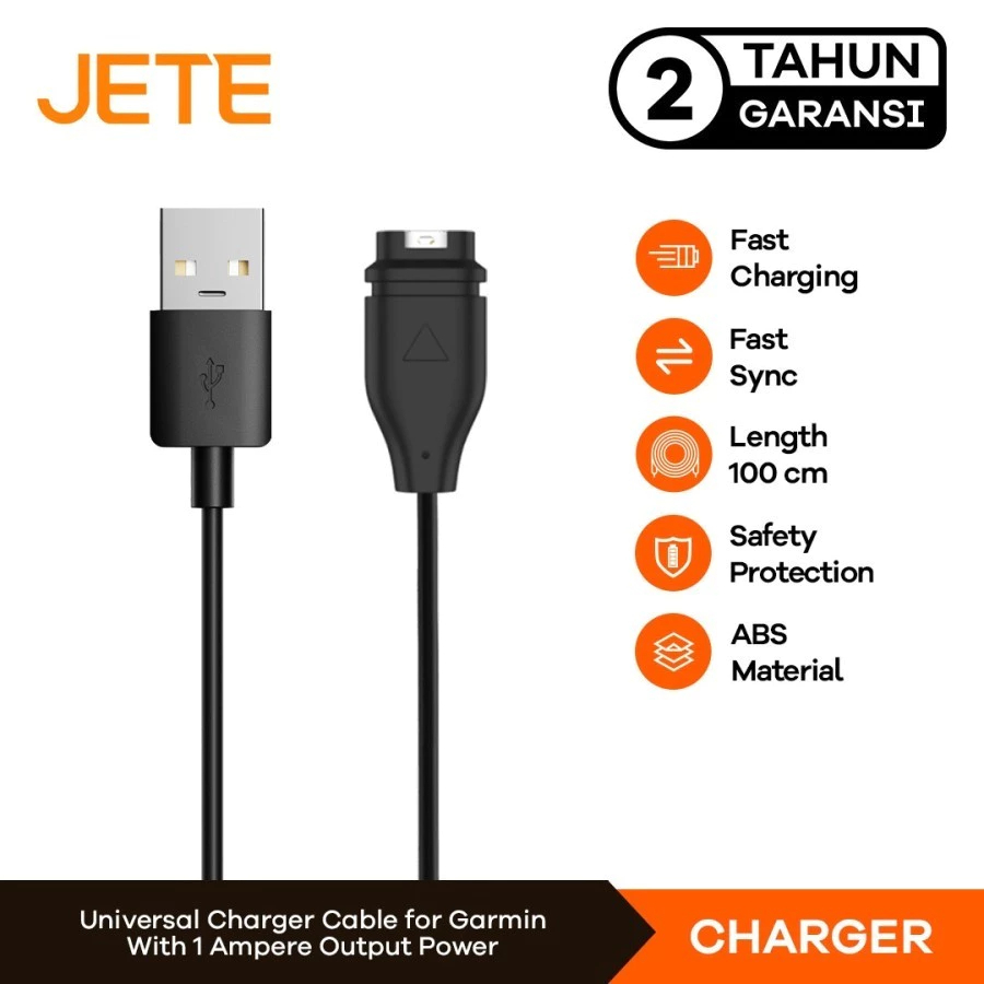 JETE Cabel Charger Garmin Watch Fenix | Forerunner | Venu | Instinct | VivoActive | Venu SQ, SQ2 Dll