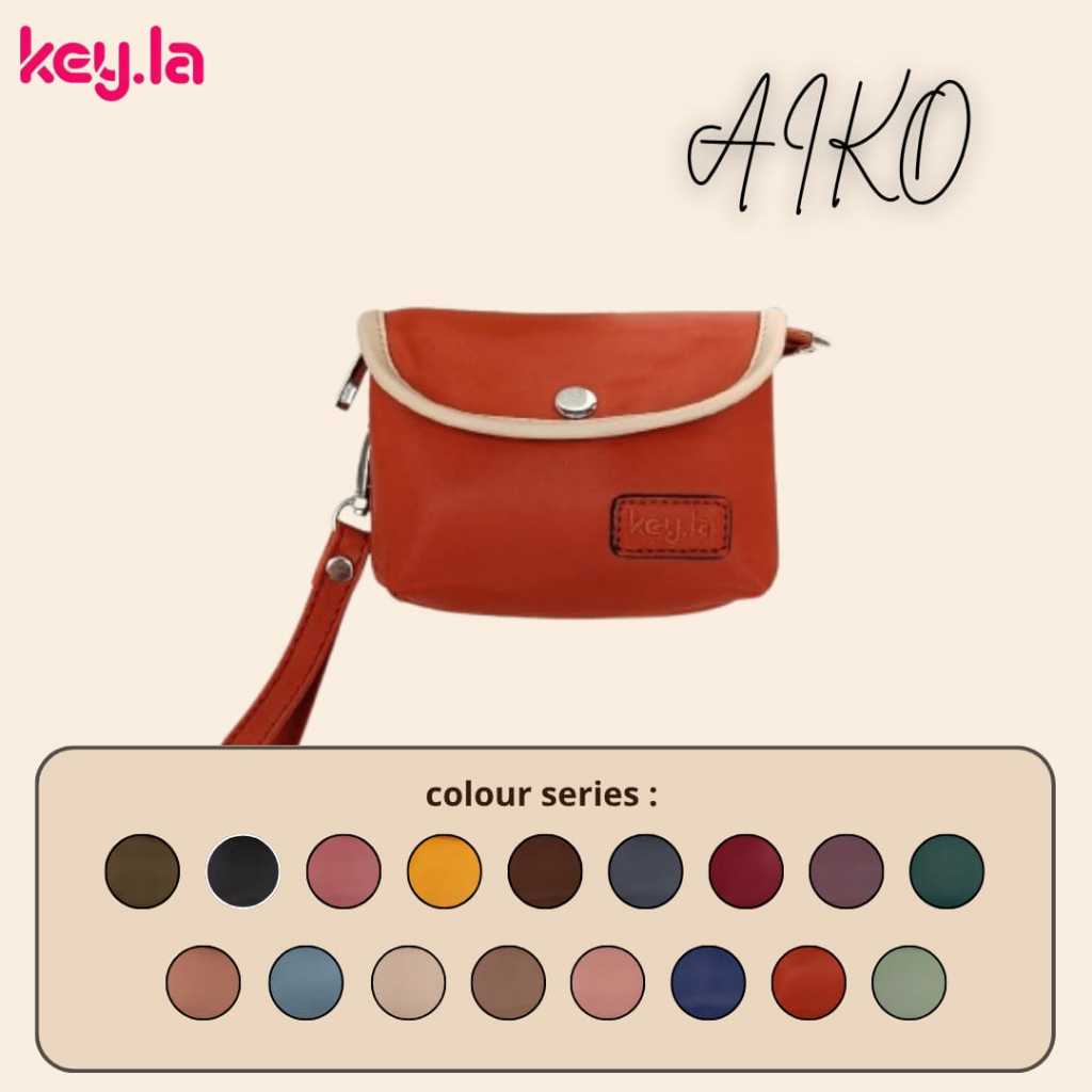 KEY.LA I AIKO DOMPET KOIN POUCH KOIN WANITA BAHAN CHOCOLY 2 RUANG RESLETING TALI  LEPAS PASANG FURIN