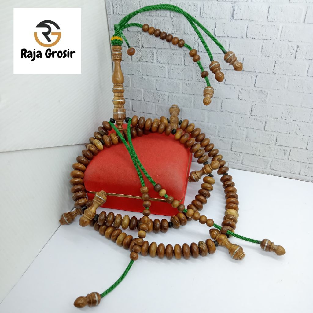 Tasbih tijani kayu stigi laut full benang rajut Cs17