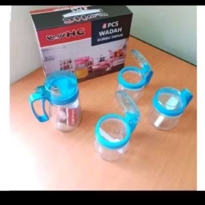 Wadah Bumbu Dapur Dan Minyak HC / Tempat Bumbu Dapur 1 Set Isi 4 Pcs /  Tempat Bumbu Set Merk HC