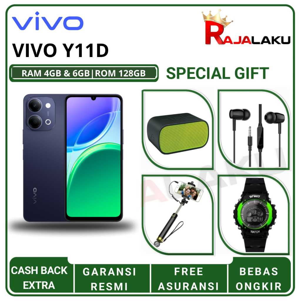 Vivo Y11D 4G Ram [4 GB] Rom [ 64 GB , 128 GB] |Android 16 Prosesor  T7225 50 MP | Garansi Resmi Indo