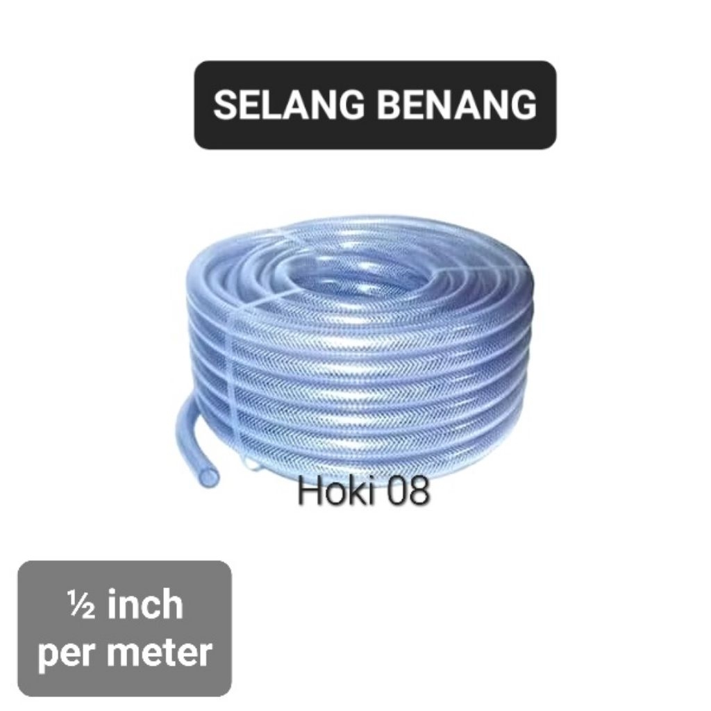 Selang Air Benang Serat 1/2 Inch - Elastis, Serat Rapat,