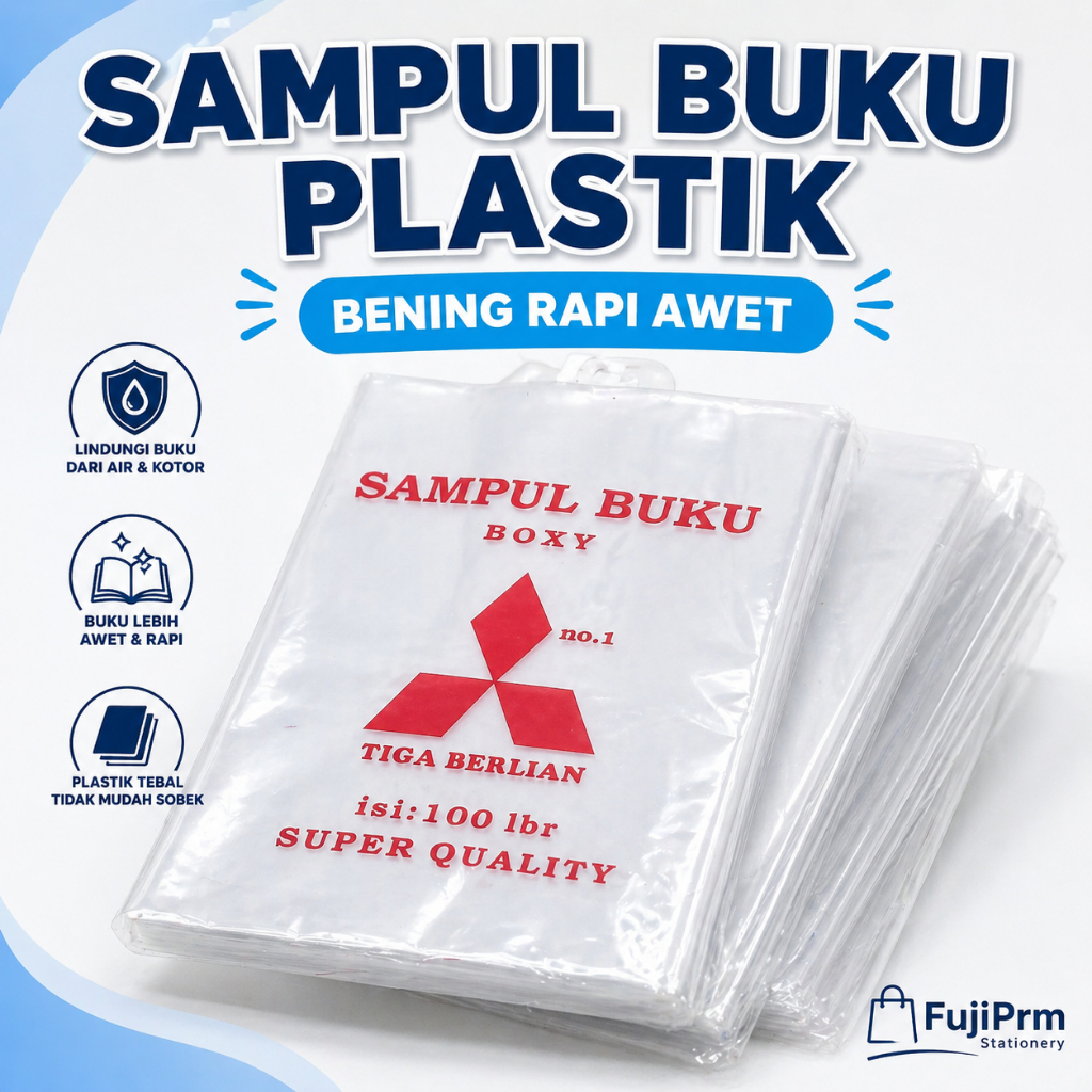 Sampul Buku Plastik Bening Biggbos Boxy B5 Isi 100 Lembar Pelindung Buku Sekolah