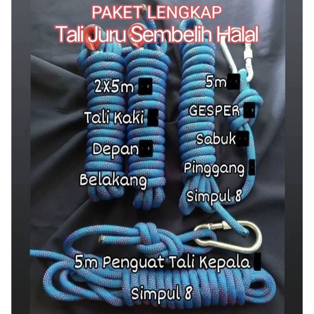 PAKET TALI JULEHA - Tali Peroboh Sapi 1 Paket Lengkap, Tali kaki sapi, Tali simpul Pinggang Jagal Sa