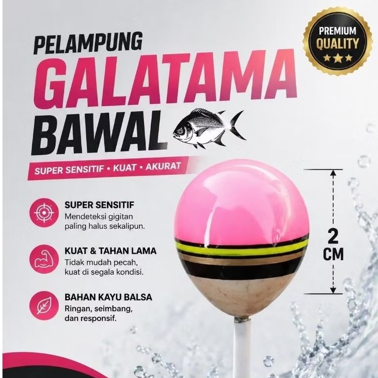 PELAMPUNG GALATAMA BAWAL 2 CM BAHAN KAYU BALSA SUPER SENSITIF RASBORA MICROFISHING