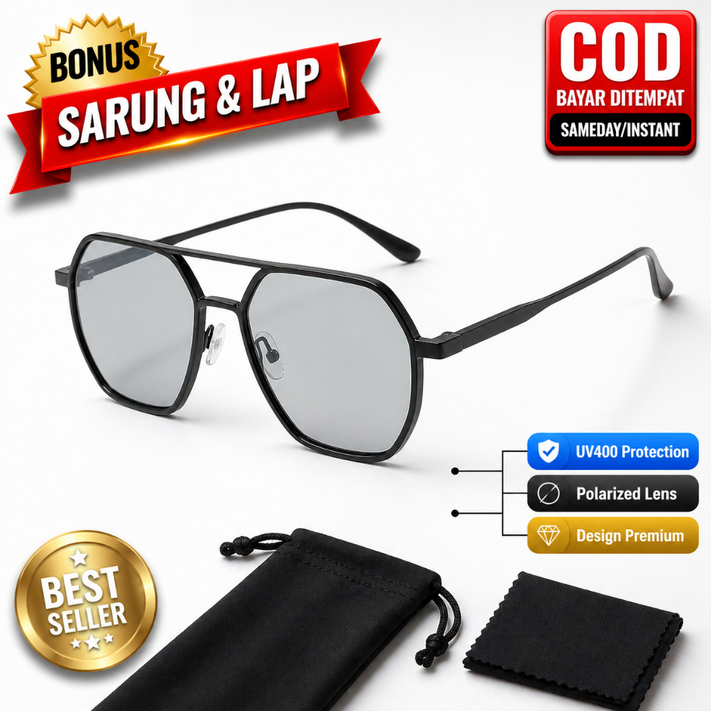 KF - Kacamata Pria Photochromic Coolshark Lensa Polarized Cowo Potocromic Lensa Bisa Berubah Gelap