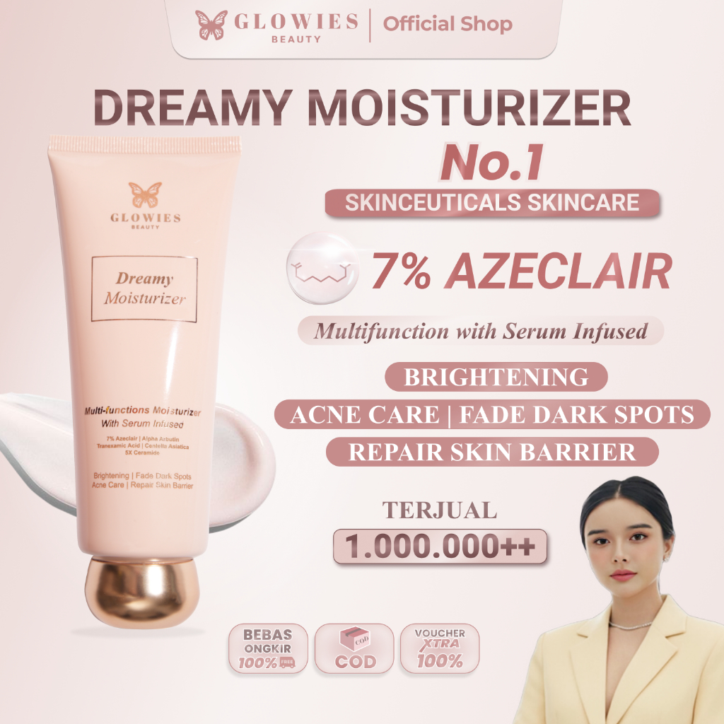 dr Incognito Approved Glowies Beauty Dreamy Moisturizer 80ml Pelembab wajah Formulasi Korea 7% Azecl