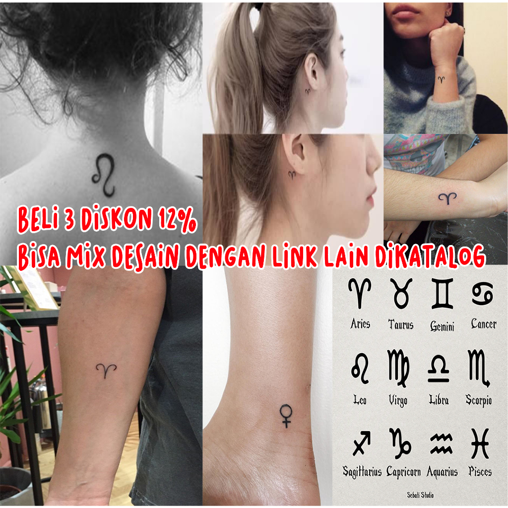 Tato Temporer Aesthetic Lambang Zodiak | Tattoo Temporary Zodiac Symbols Sebati Studio