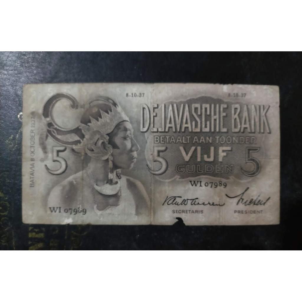 Uang 5 gulden wayang 1937