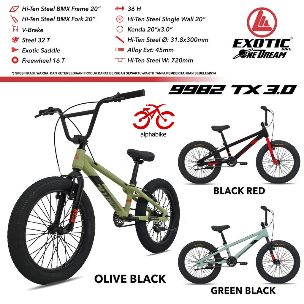 SEPEDA ANAK BMX EXOTIC 9982 TX 3.0 BAN JUMBO BAN BESAR UKURAN 20 INCH