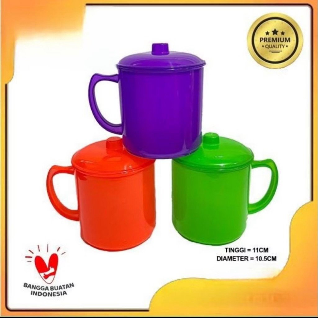 Cangkir Plastik Tutup Warna | Mug minum